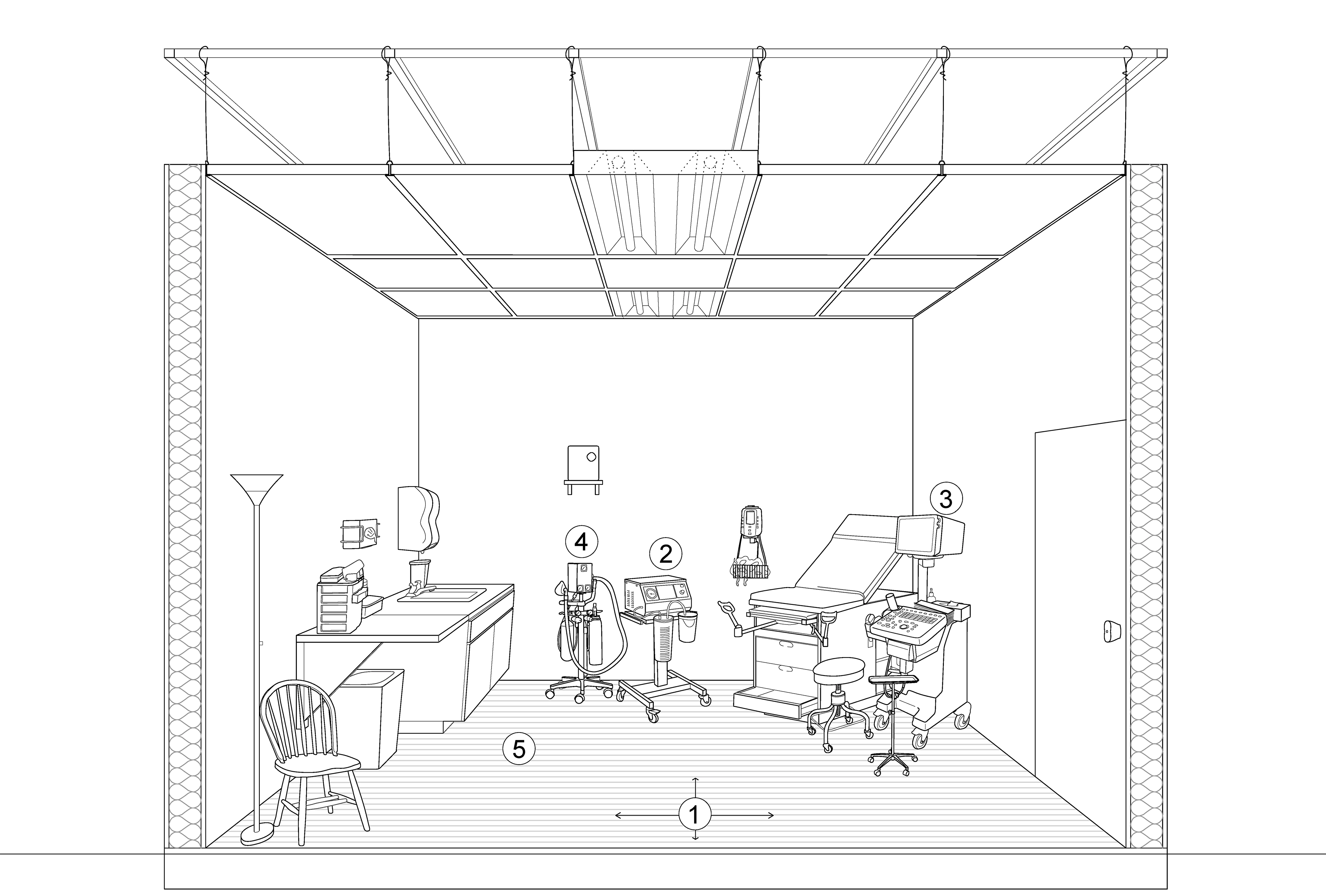 Non-ASC Clinic Procedure Room - Drawing by Seth Denizen